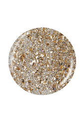 Sphere shape with golden brown and gray glitters nail polish sample swatch drop